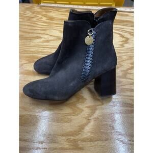 See By Chloe Louise Ankle Booties Womens 7.5 Black Suede Side Zipper Comfort S67